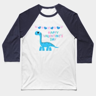 Kids Happy Valentines Day Dinosaur Baseball T-Shirt